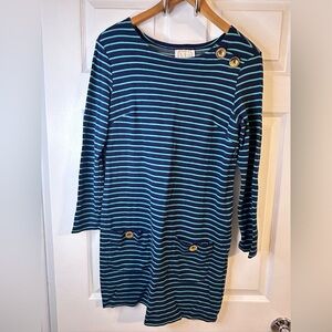 Sail to Sable Navy & Green Striped Dress
